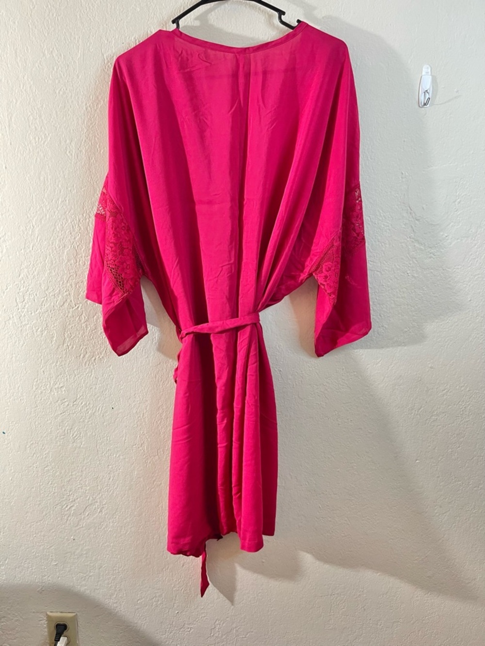 Adore Me Robe Kimono Plus Women Size XL Persian Red Berry Knee Length Lace Sexy - Picture 2 of 9